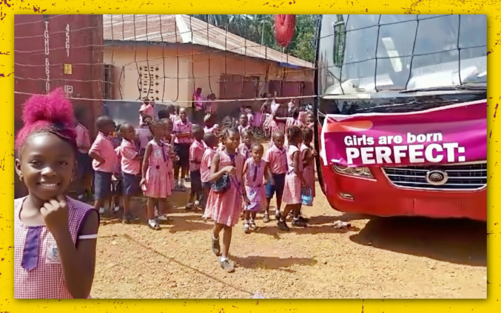 School kids receiving the Caravans in Sierra Leone
